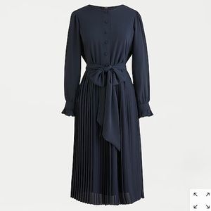 J. Crew Tie-front black pleated dress 2 TA…